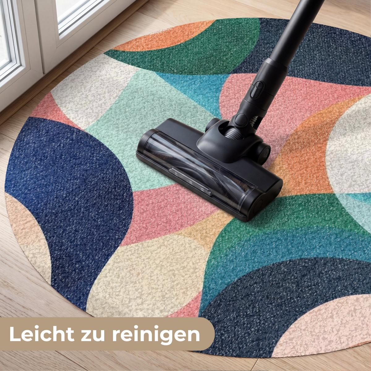 FUSSMATTE Abstrakt - Blau - Rosa Fußabtreter 90x90 cm - Multicolor, Kunststoff (90/0.4cm) - MuchoWow
