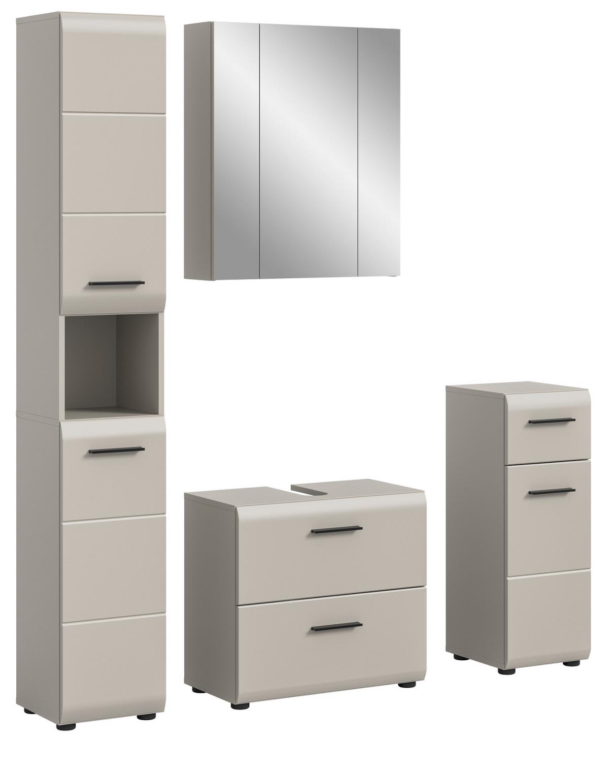 BADMÖBEL-SET Kaschmir 150 cm 4-teilig, Komplettset in modernem Design - Kaschmir/Schwarz, Glas/Holzwerkstoff (150/185/30cm) - Inn.Furn