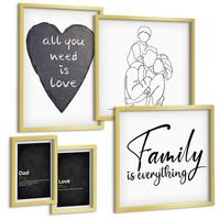 BILDER SET 5er Set - 50x50 cm & 20x30 cm & 40x60 cm Goldrahmen - Definitionen der Liebe in Familienzeichnungen - Goldfarben, Kunststoff (40/60cm) - TULUP