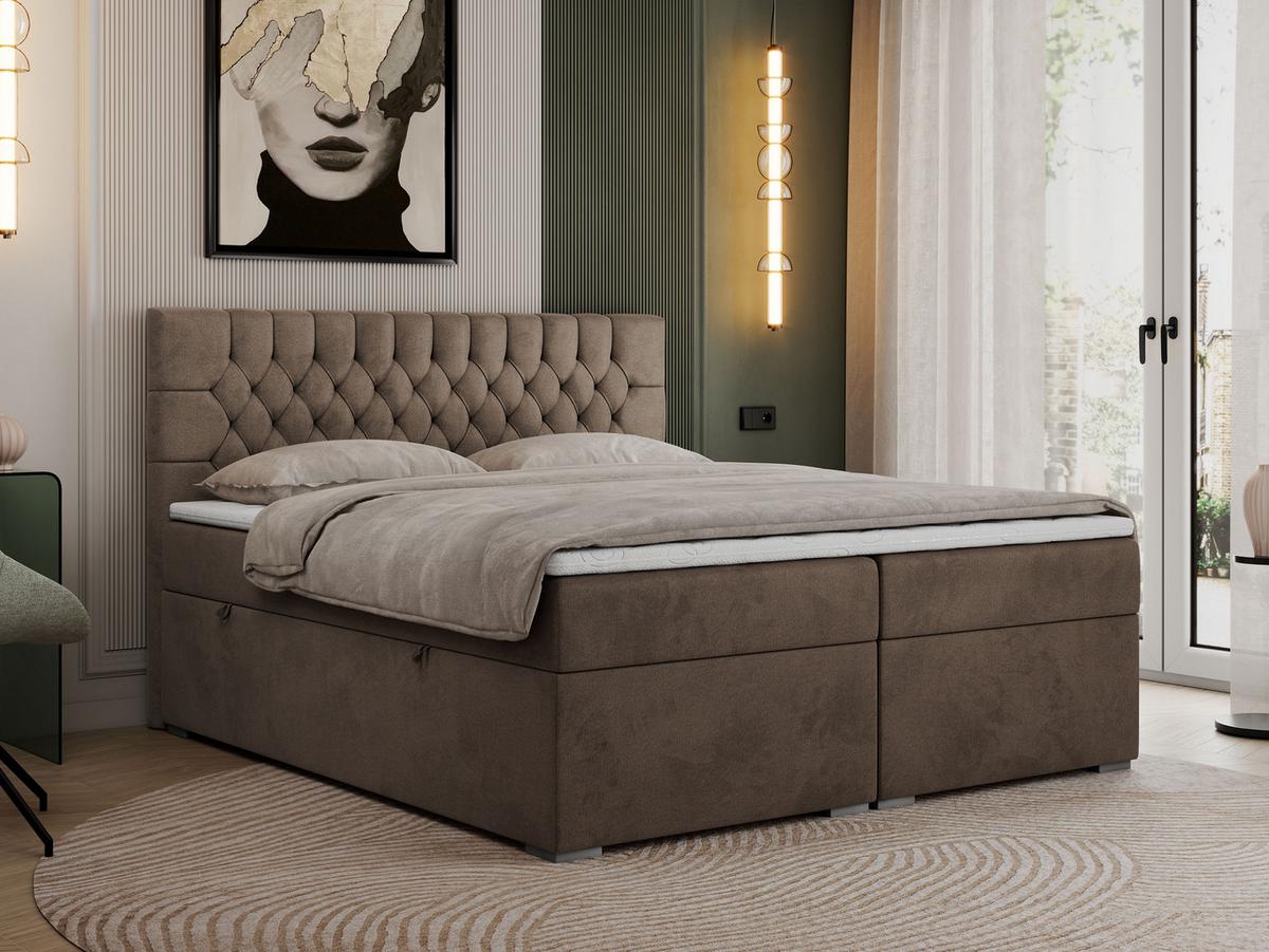 BOXBETT PERA 120/200 Braun Velvet - H4 - Braun, Holz/Textil (120/200cm) - MKS