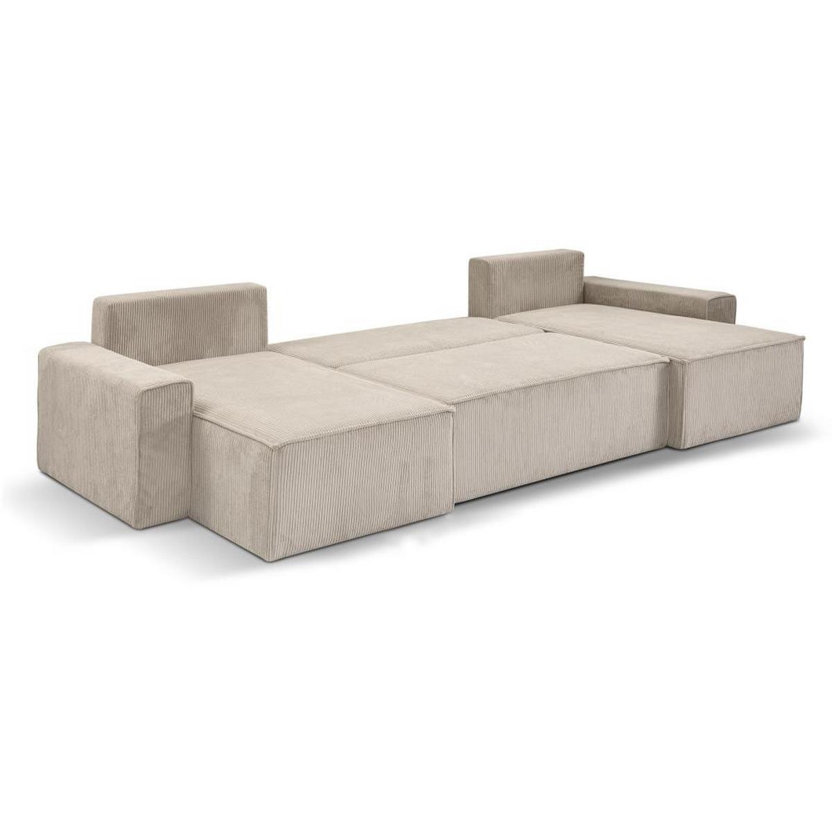 WOHNLANDSCHAFT Hektor U mit Schlaffunktion, 377 cm, beige - Beige/Schwarz, Kunststoff/Textil (377/94/152cm) - Beautysofa