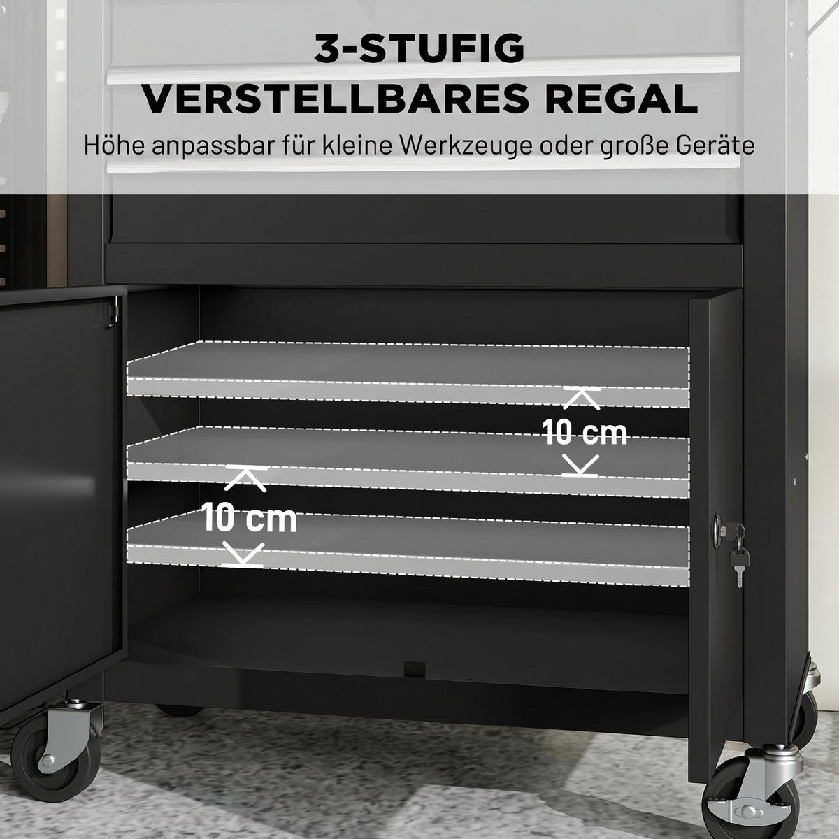 WERKZEUGSCHRANK Stahl Schwarz - Schwarz, Metall (33/133/69cm) - HOMCOM