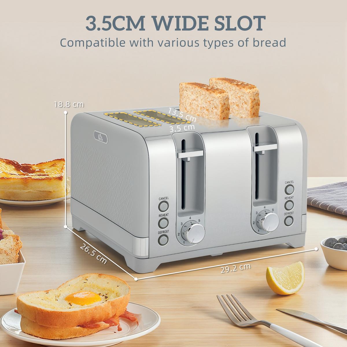 WASSERKOCHER-UND-TOASTER-SET Kunststoff Grau - Grau, Kunststoff (16/27.6/23.6cm) - HOMCOM