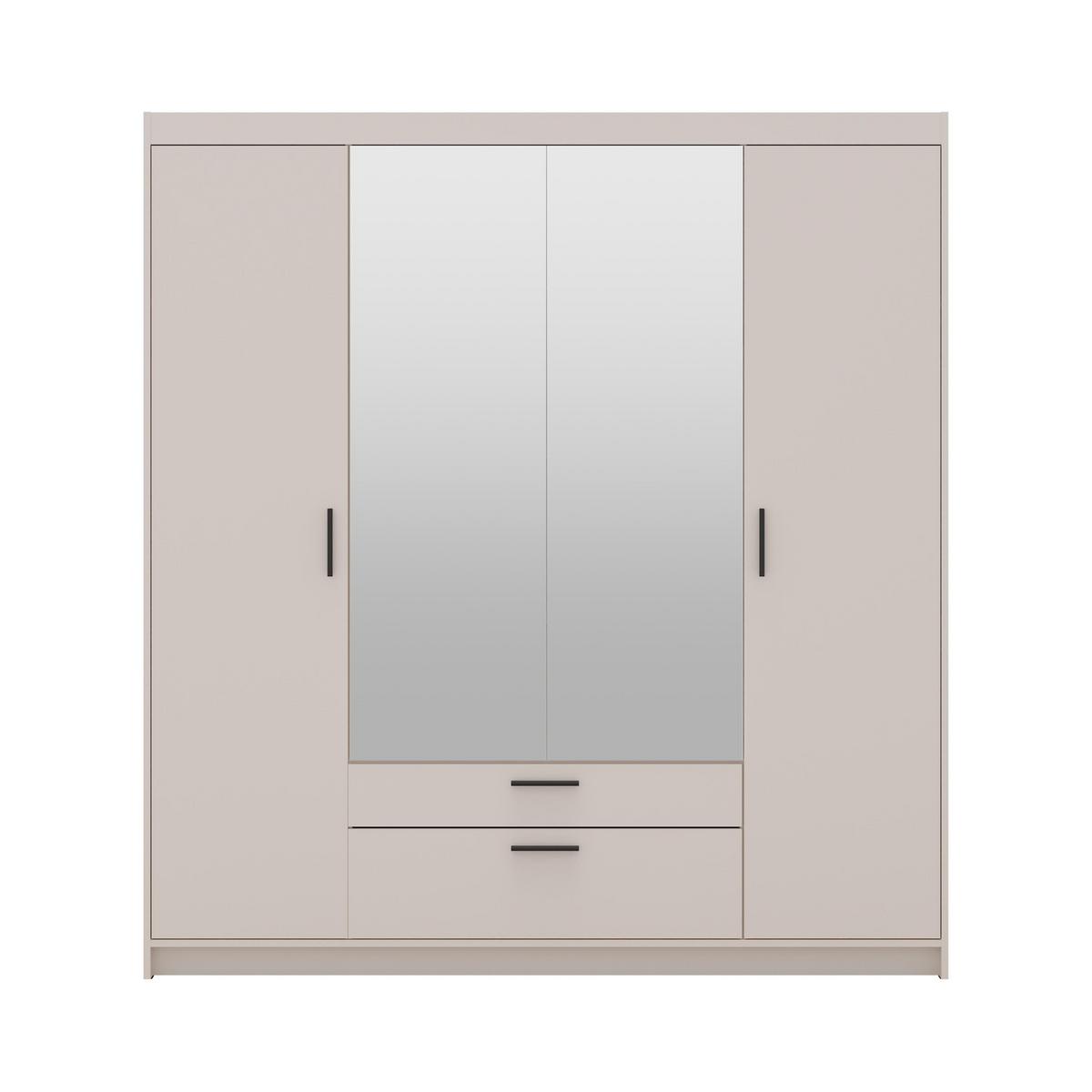 KLEIDERSCHRANK Storicos Beige 176,3/190,5/53 cm - 4T2S Modern mit Schubladen und Spiegel - Beige, Holzwerkstoff/Kunststoff (176.4/190.6/53cm) - AX Living