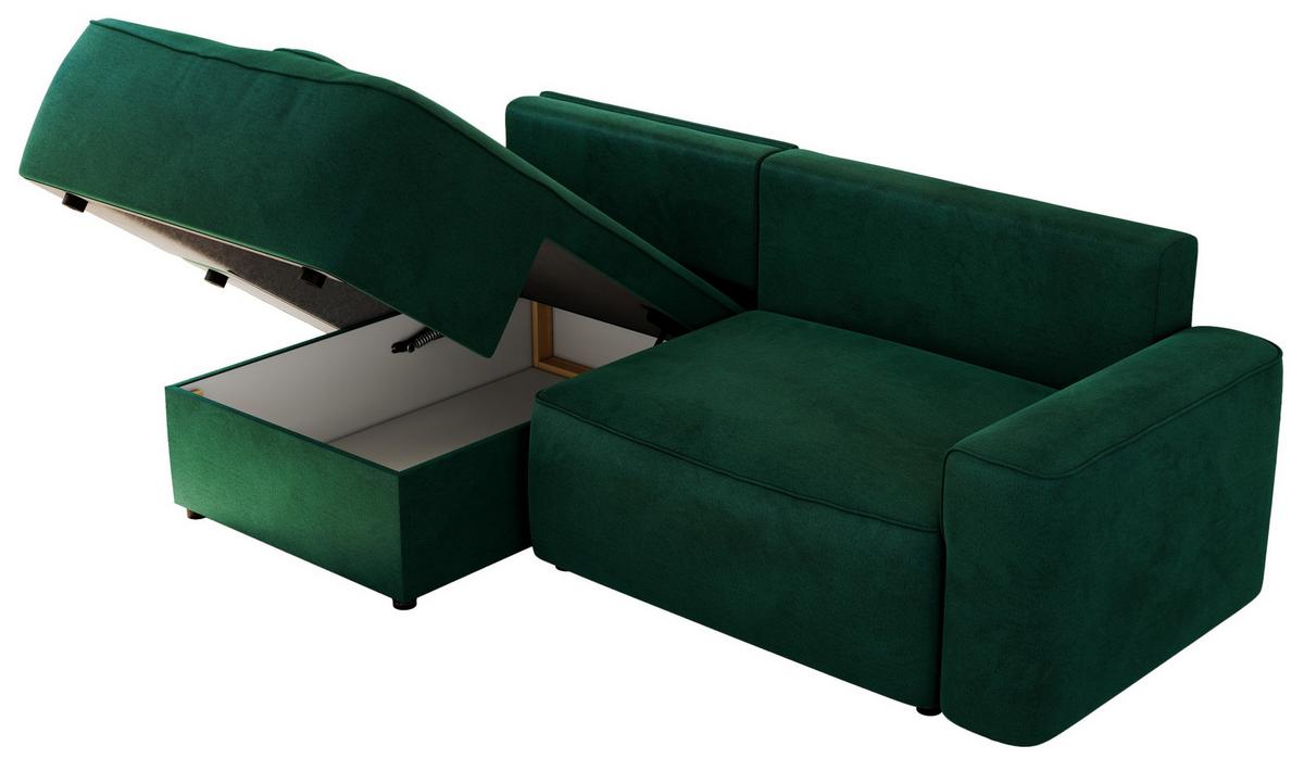 ECKSOFA BELLUNO L Dunkelgrün Velvet - Links - Dunkelgrün/Schwarz, Textil (144/233cm) - MKS