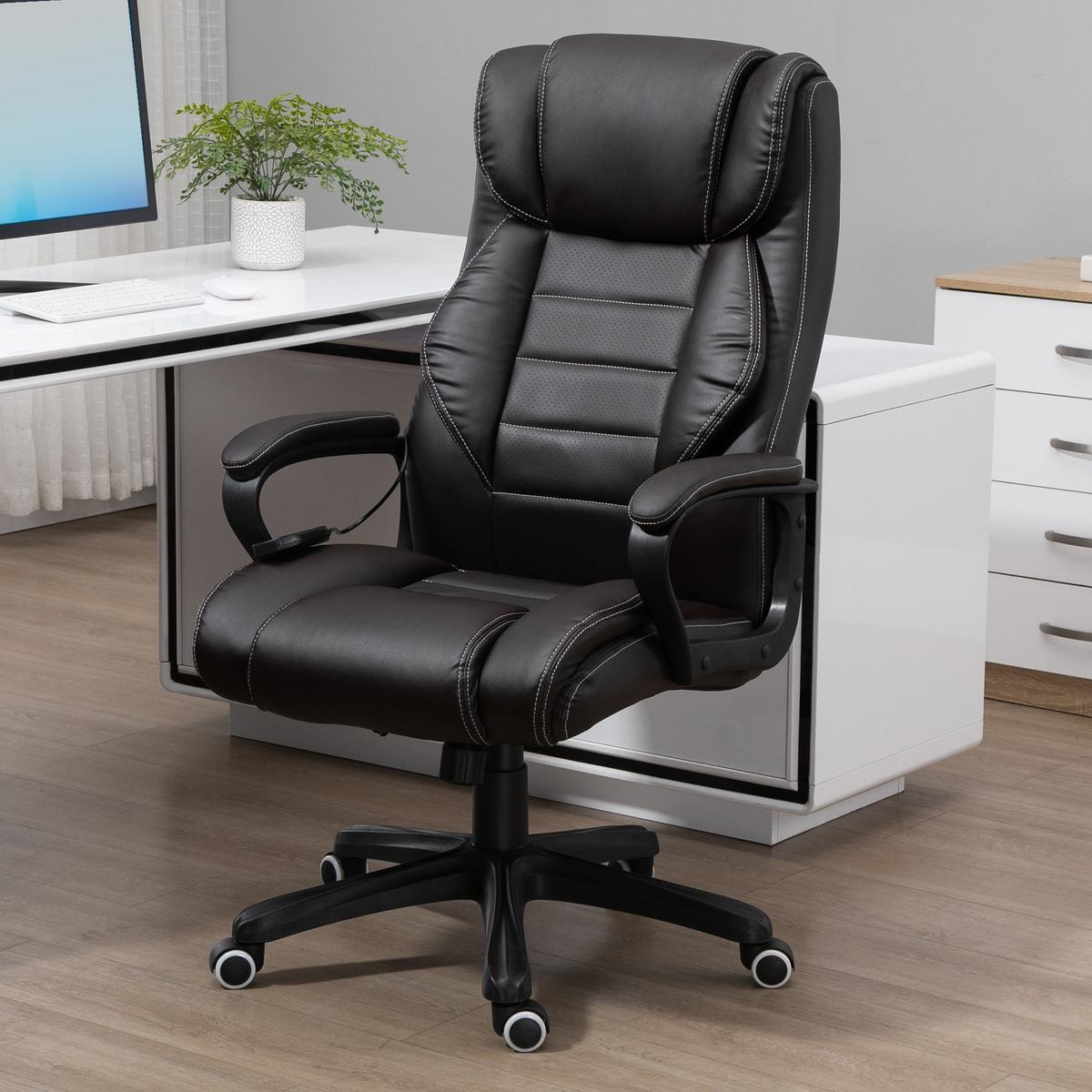 BÜROSTUHL mit Massagefunktion, höhenverstellbar, 6 Vibrationspunkte, Braun - Braun, Kunststoff (64/120/74cm) - Vinsetto