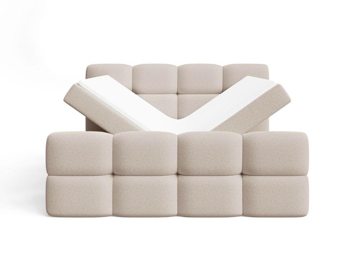 BOXBETT Rivon 160x200 Bouclé-Stoff Beige - Beige, Holz/Textil (160/200cm) - Graingold