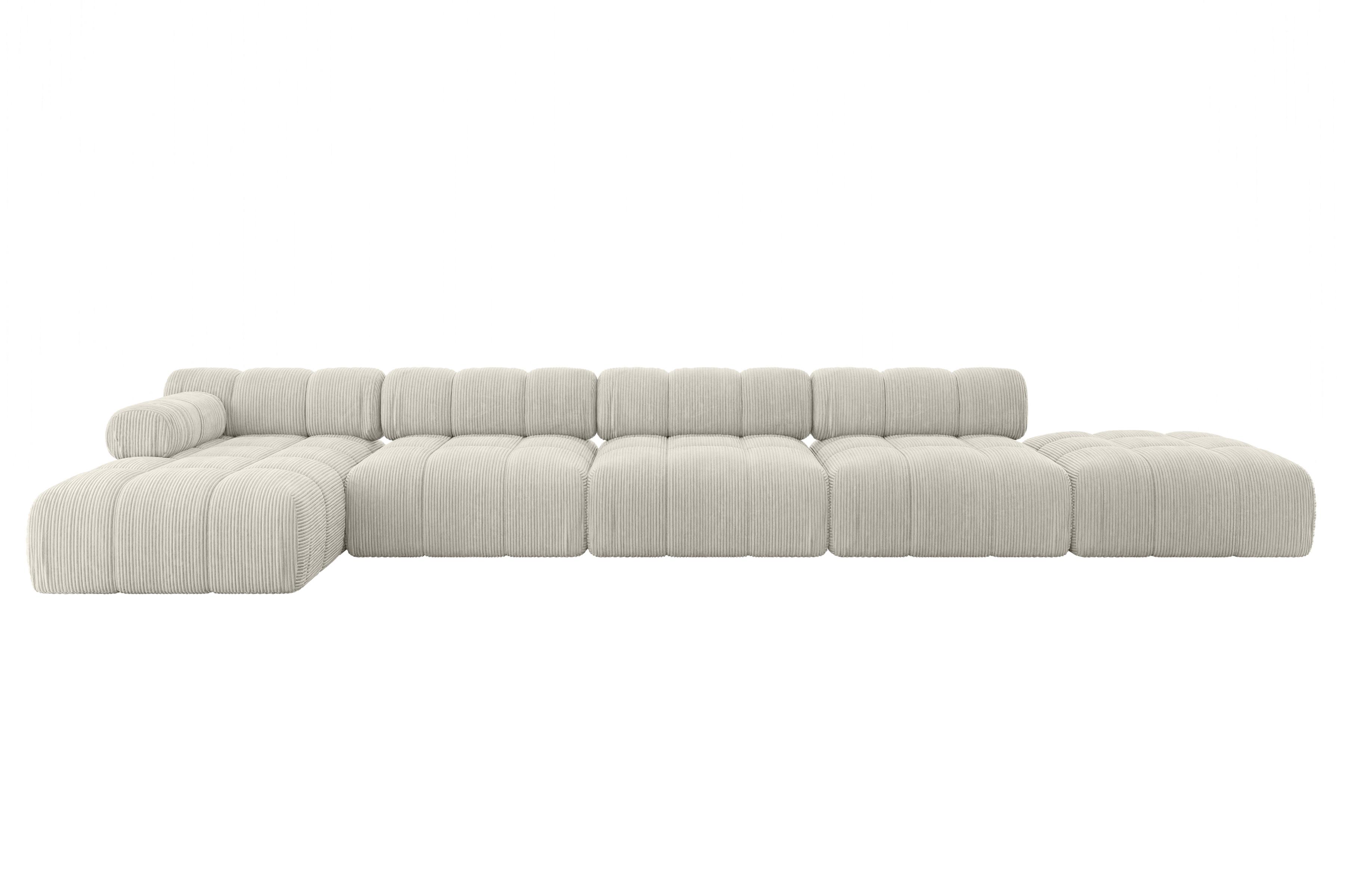 ECKSOFA modulares Sofa Lizur-L3 - 475x160x70 cm Creme Cord - Hellgrau/Creme, Holzwerkstoff/Textil (475/160cm) - ALTDECOR