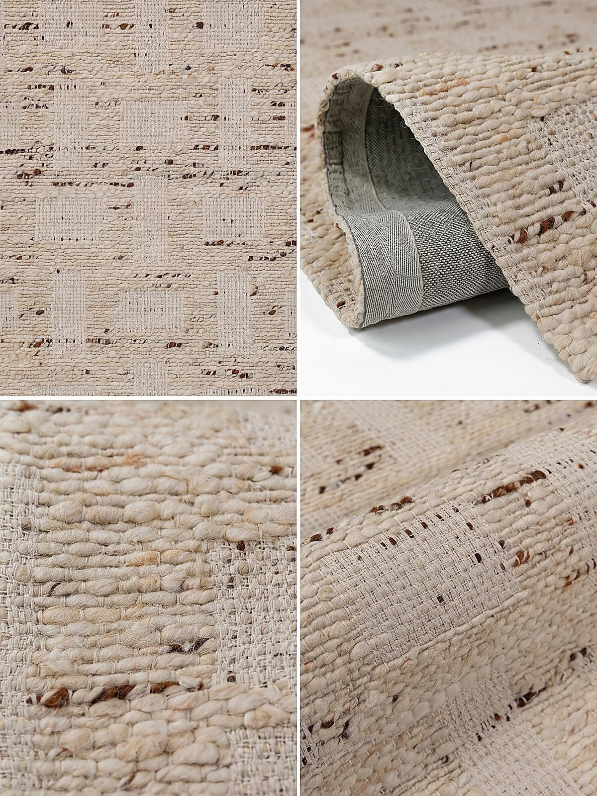 TEPPICH aus Wolle handgewebt ELIN in Natur, geometrisch, 80 x 230 cm - Beige, Textil (230/80cm) - KADIMA DESIGN