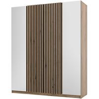 DREHTÜRENSCHRANK Kaya 200/62/239 4-Türig mit zwei Spiegel - Eichefarben/Schwarz, Holzwerkstoff (200/239/62cm) - Beautysofa
