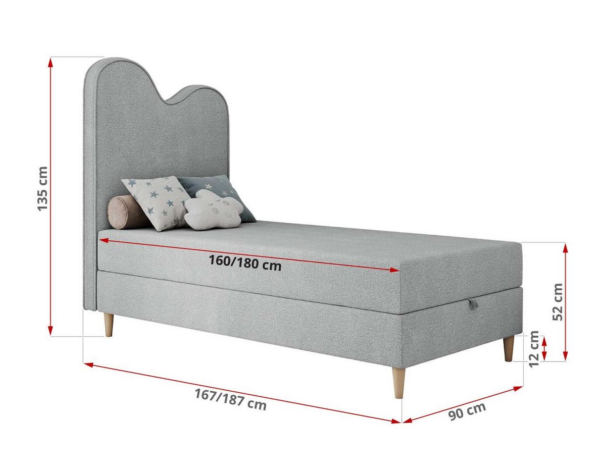 BOXBETT FLOW 90/180 Hellgrau Struktur - H3 - Hellgrau, Holz/Textil (90/180cm) - MKS