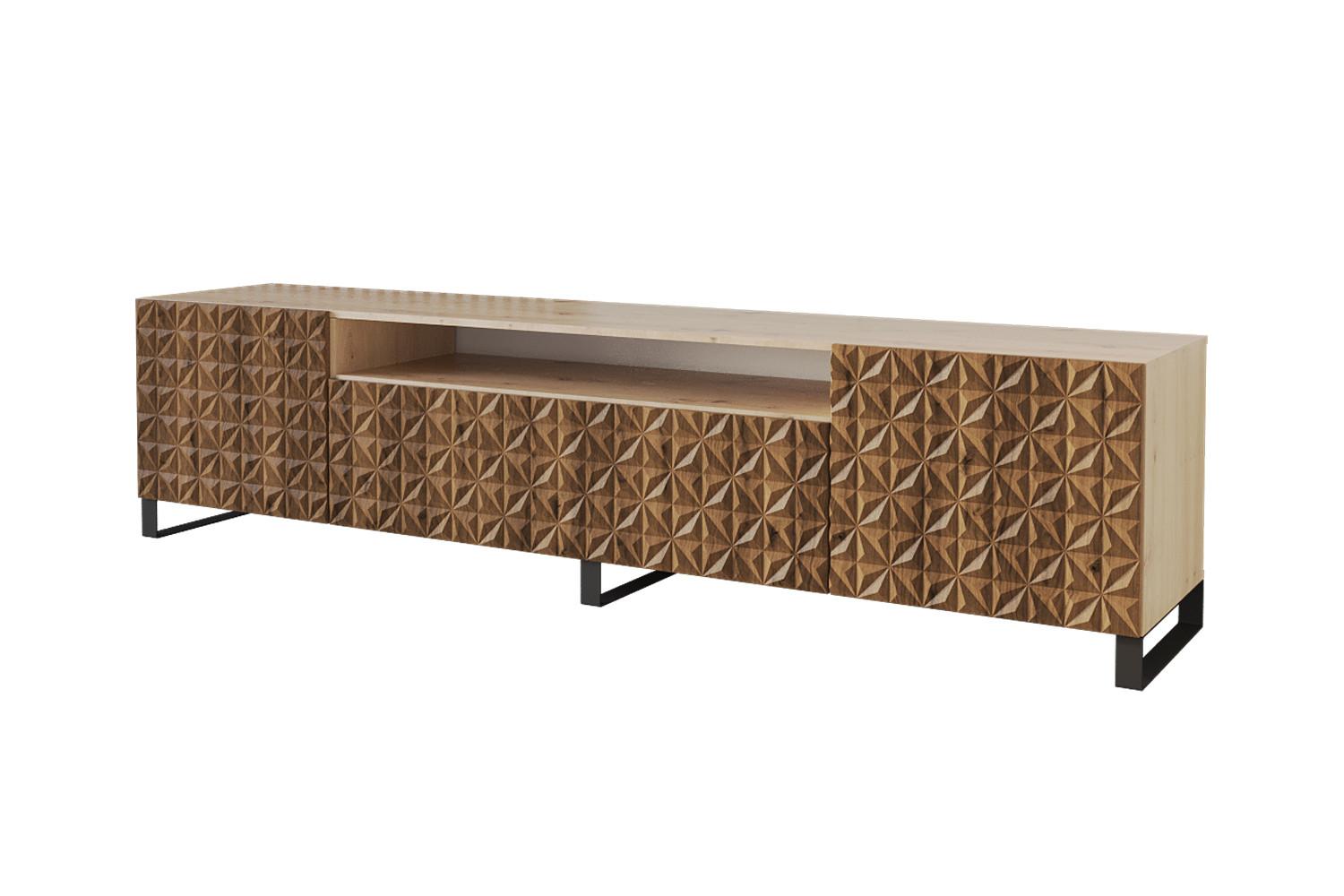 LOWBOARD VIRA-S 200x53x41 cm - Artisan / Katania - Eiche Wotan/Schwarz, Holzwerkstoff (200/53/41cm) - ALTDECOR