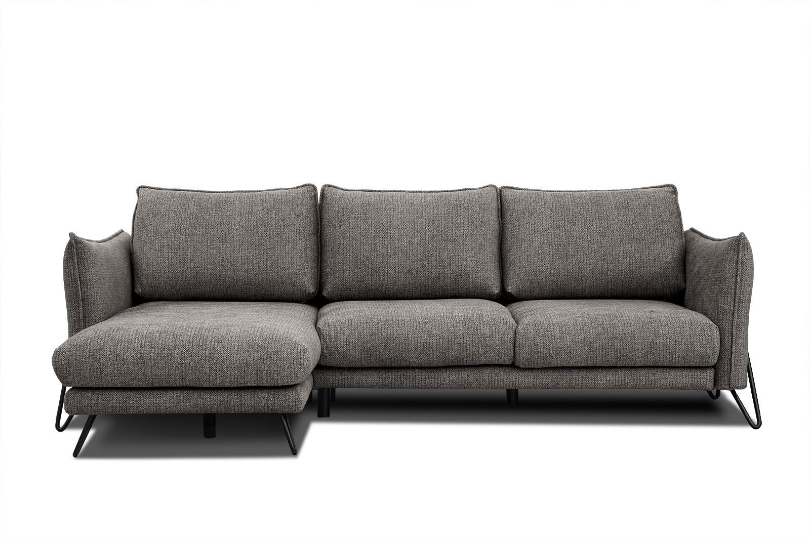 ECKSOFA HOSTEN 4-Sitzer, braun - Schwarz/Braun, Holzwerkstoff/Textil (158/269cm) - Wozimo