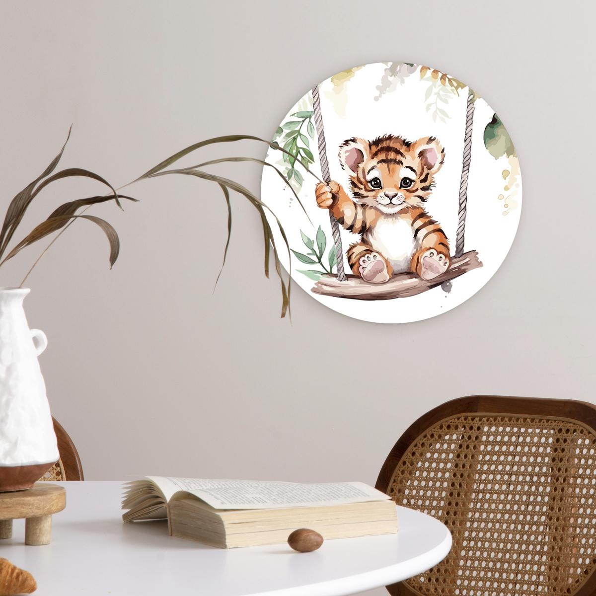 WANDBILD Tiger - Tier - Kinder - Dschungel Deko Wohnzimmer 30x30 cm - Dunkelorange, Kunststoff (30/30cm) - MuchoWow