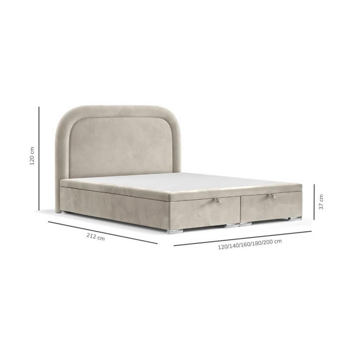 POLSTERBETT Harmony mit Stauraum 120/200 cm Hellgrau im Lotta Stoff - Chromfarben/Hellgrau, Holz/Holzwerkstoff (120/200cm) - AltaBeds
