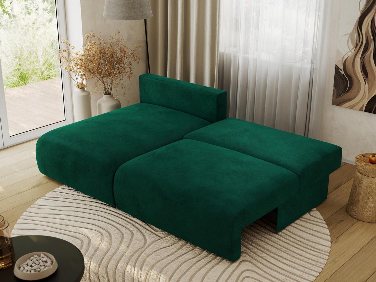 ECKSCHLAFSOFA VIVO L Dunkelgrün Velvet - links - Dunkelgrün/Schwarz, Kunststoff/Textil (223/150cm) - MKS