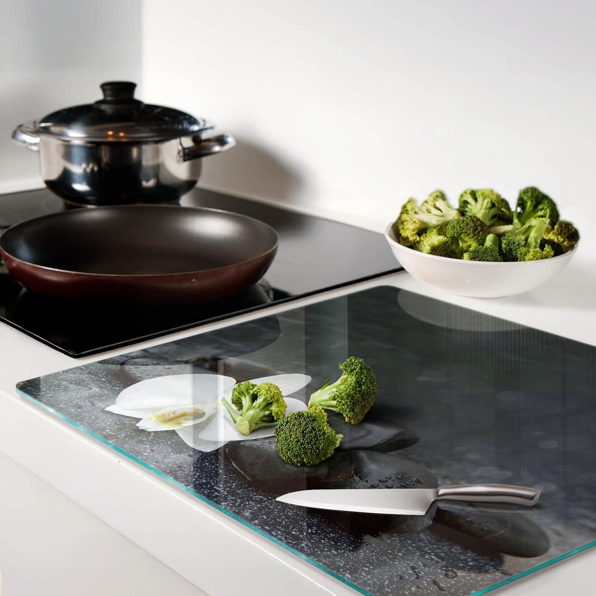 GLASPLATTE 60x52 cm Orchidee - Schwarz, Glas (60/0.4/52cm) - TULUP