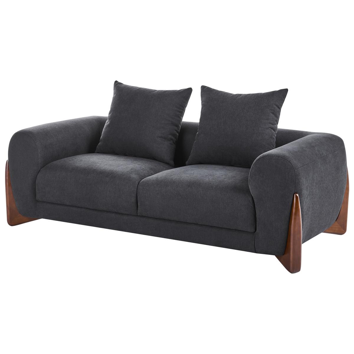 SOFA-SET 6-Sitzer Schwarz Vinliden - Schwarz/Braun, Textil (217/82/87cm) - Beliani