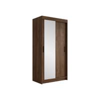 SCHIEBETÜRENSCHRANK Infinity II 120 - Nussbaumfarben/Schwarz, Holzwerkstoff/Kunststoff (120/200/58cm) - MIRJAN24