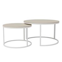 COUCHTISCH rund Klein, Kaschmir, Rahmen Weiß - Beige, Holzwerkstoff (70/70/48cm) - Idohome