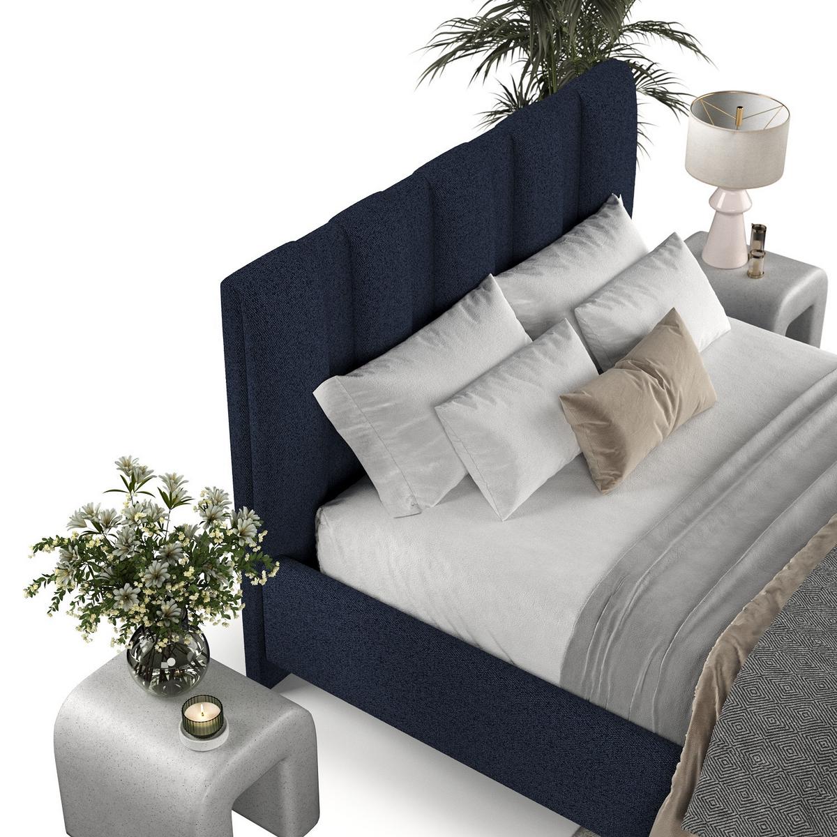 POLSTERBETT Loom 120/200 cm Marineblau im Riva Stoff - Naturfarben/Dunkelblau, Holz/Holzwerkstoff (120/200cm) - AltaBeds