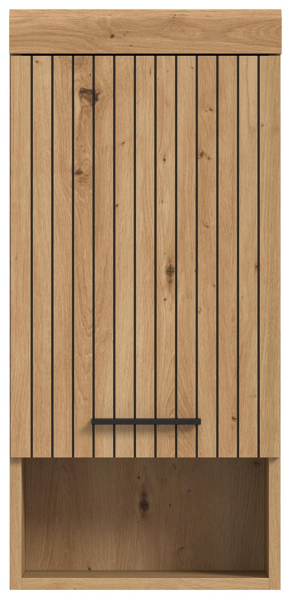 HÄNGESCHRANK Eiche Artisan 37 x 79 cm, Badschrank hängend 1-türig - Schwarz/Eiche Artisan, Holzwerkstoff/Kunststoff (37/79/24cm) - Inn.Furn