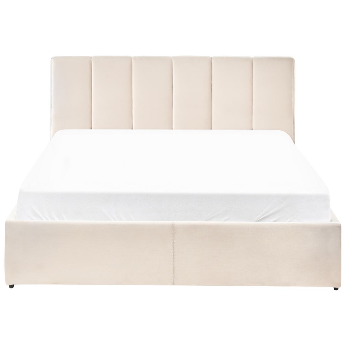 BETT mit Stauraum 140/200 cm Samtstoff Hellbeige Dreux - Beige, Textil (140/200cm) - Beliani