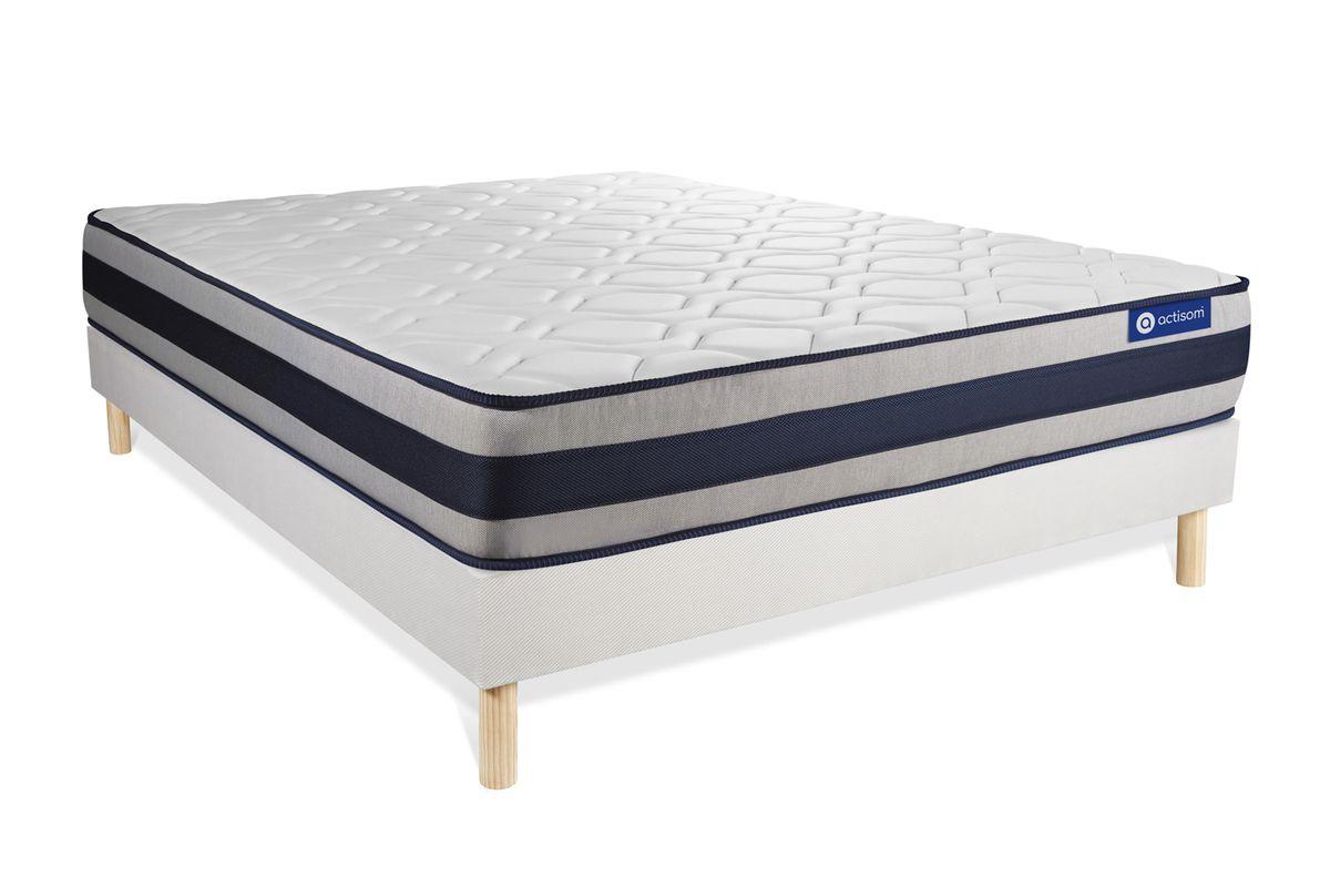 BETT Actilatex ergo Latex und Memory-Schaum 150 x 200 cm h3 - Kit Bettgestell Weiß - Beige/Weiß, Karton/Holz (150/200cm) - ACTISOM