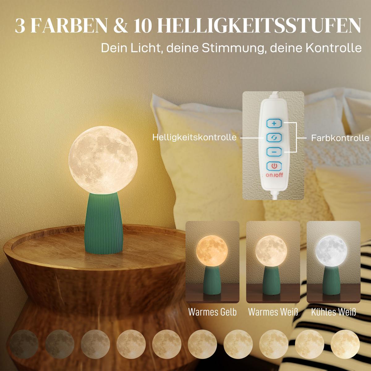 TISCHLAMPE ABS Weiß - Weiß, Kunststoff (15/15/27.5cm) - HOMCOM