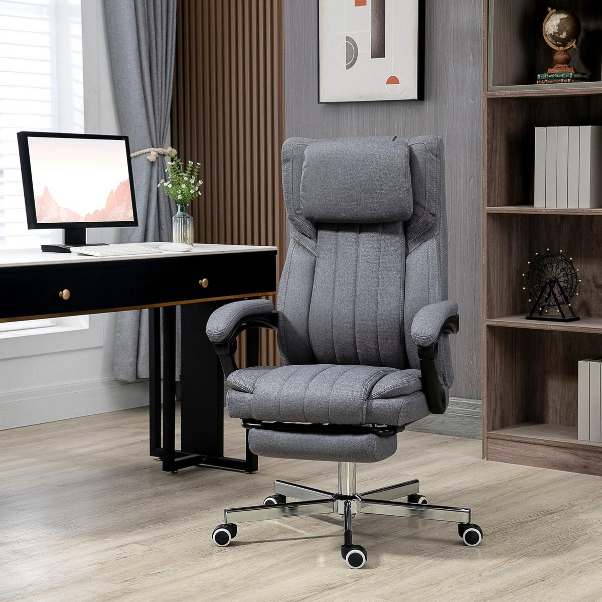 BÜROSTUHL mit Massagefunktion, Grau - Grau, Kunststoff (61/118/65cm) - Vinsetto
