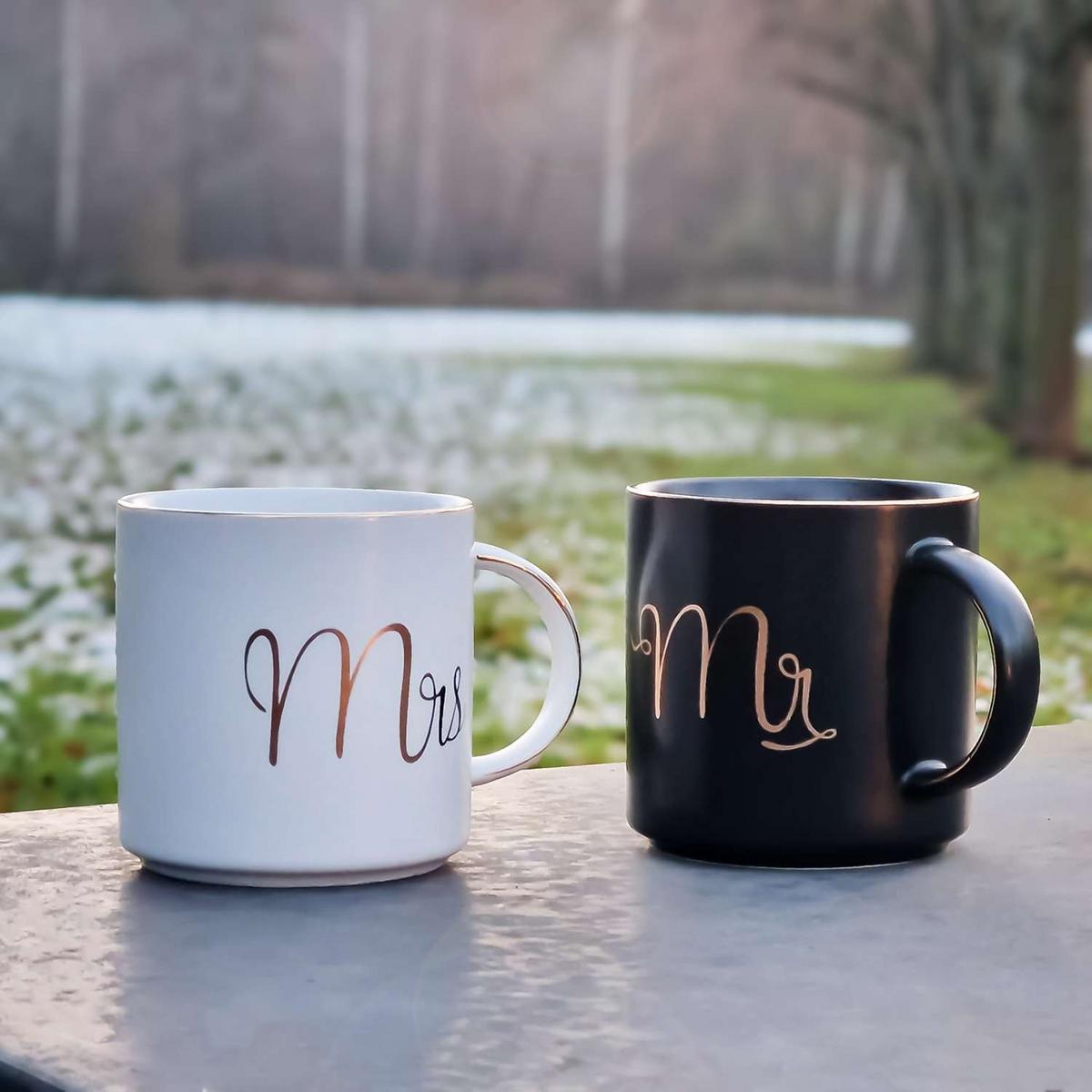 KAFFEETASSE mit Goldrand und Aufschrift Mrs 300 ml - Weiß, Keramik (0.3L) - Intirilife
