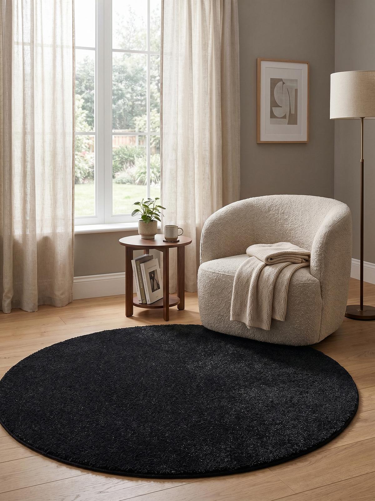 TEPPICH Kurzflor MAIN in Anthrazit, einfarbig, Ø 200 cm - Anthrazit, Textil (200/200cm) - KADIMA DESIGN
