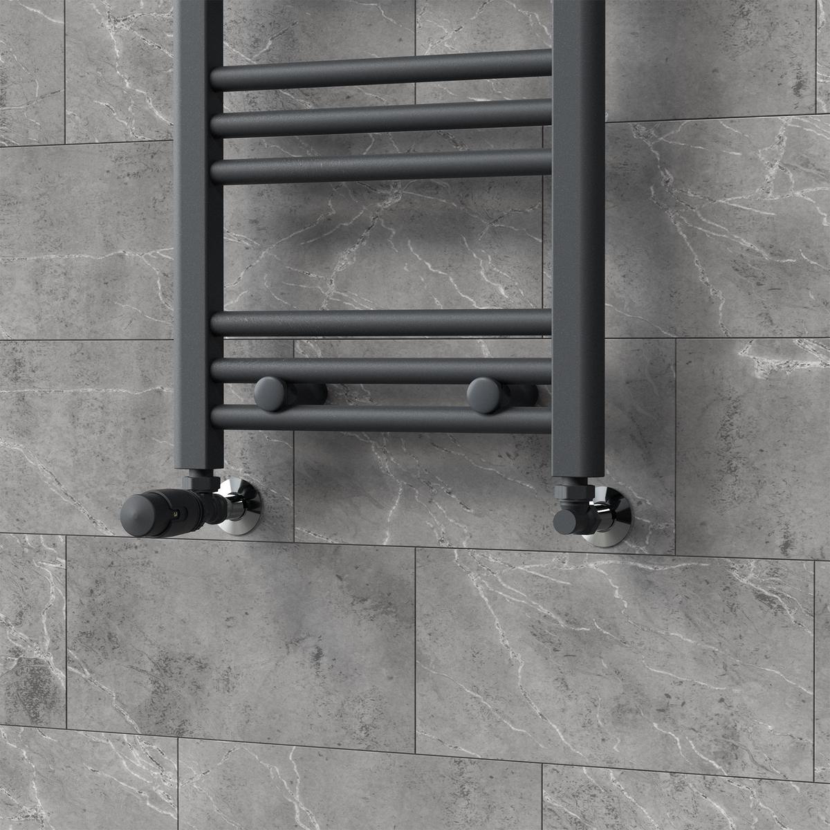 HEIZKÖRPERVENTIL 1/2 Zoll Heizungsventil für Heizkörper Eckventil Anthrazit - Anthrazit, Metall (3/3.9/4.3cm) - LuxeBath