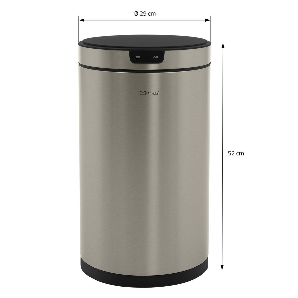 MÜLLEIMER mit Sensor 30L rund aus Edelstahl Silber - Silberfarben, Metall (29/52/29cm) - ML-DESIGN
