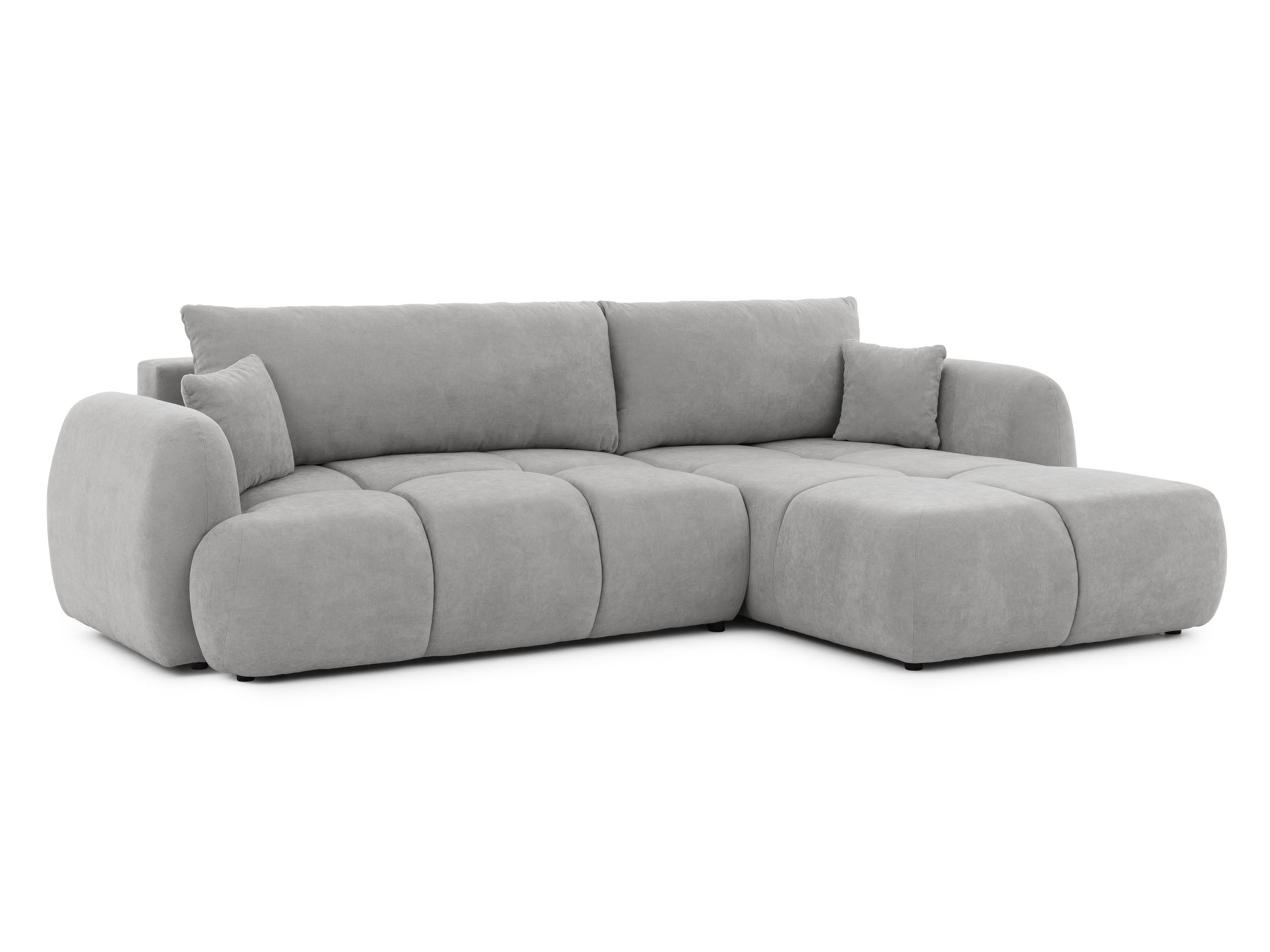 ECKSOFA Loretto aus natürlichem Grau Webstoff mit Schlaffunktion, Bettkasten und tiefen Steppungen in Bubble-Optik - Schwarz/Grau, Holz/Kunststoff (275/180cm) - S-Style