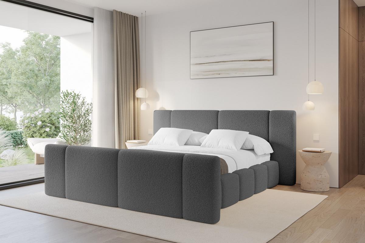POLSTERBETT mit Bettkasten, Fußteil und Lattenrost, Bett mit Matratze H3/H4 - NILO-Z 120x200 Grau - Grau, Holzwerkstoff/Textil (120/200cm) - ALTDECOR