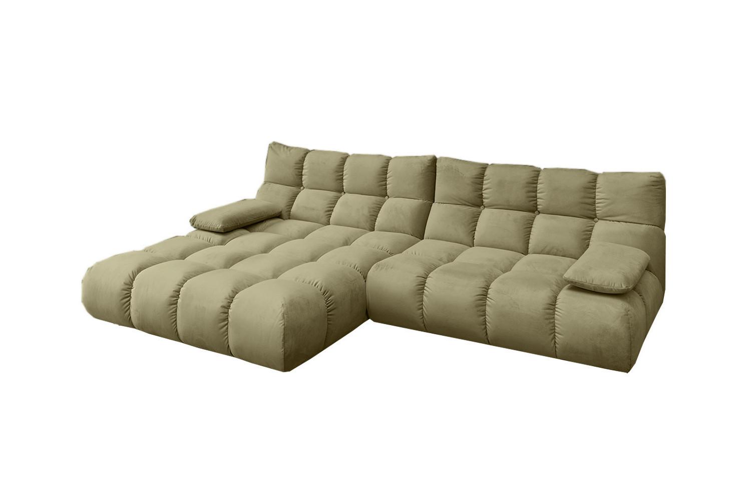 ECKSOFA VIVIEN Grün Velvet - Schwarz/Olivgrün, Kunststoff/Textil (290/178cm) - KAWOLA