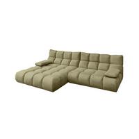 ECKSOFA VIVIEN Grün Velvet - Schwarz/Olivgrün, Kunststoff/Textil (290/178cm) - KAWOLA