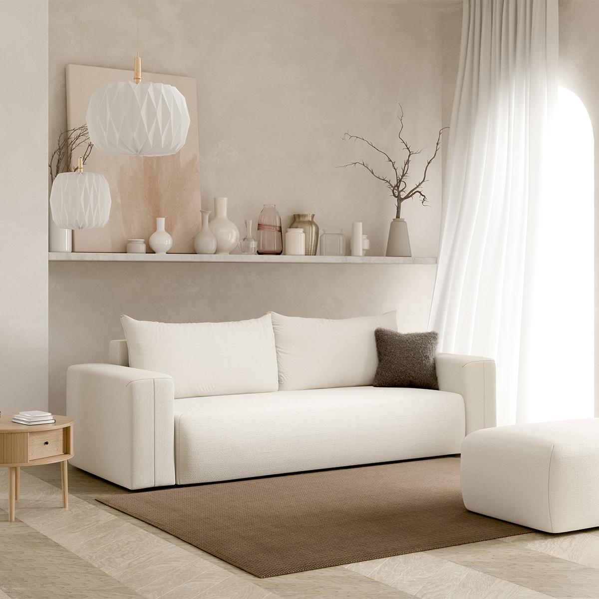 SOFA Bliss 3 Sitzplätze Gebrochenes Weiß - Weiß, Holz (252/72/97cm) - Petits-meubles