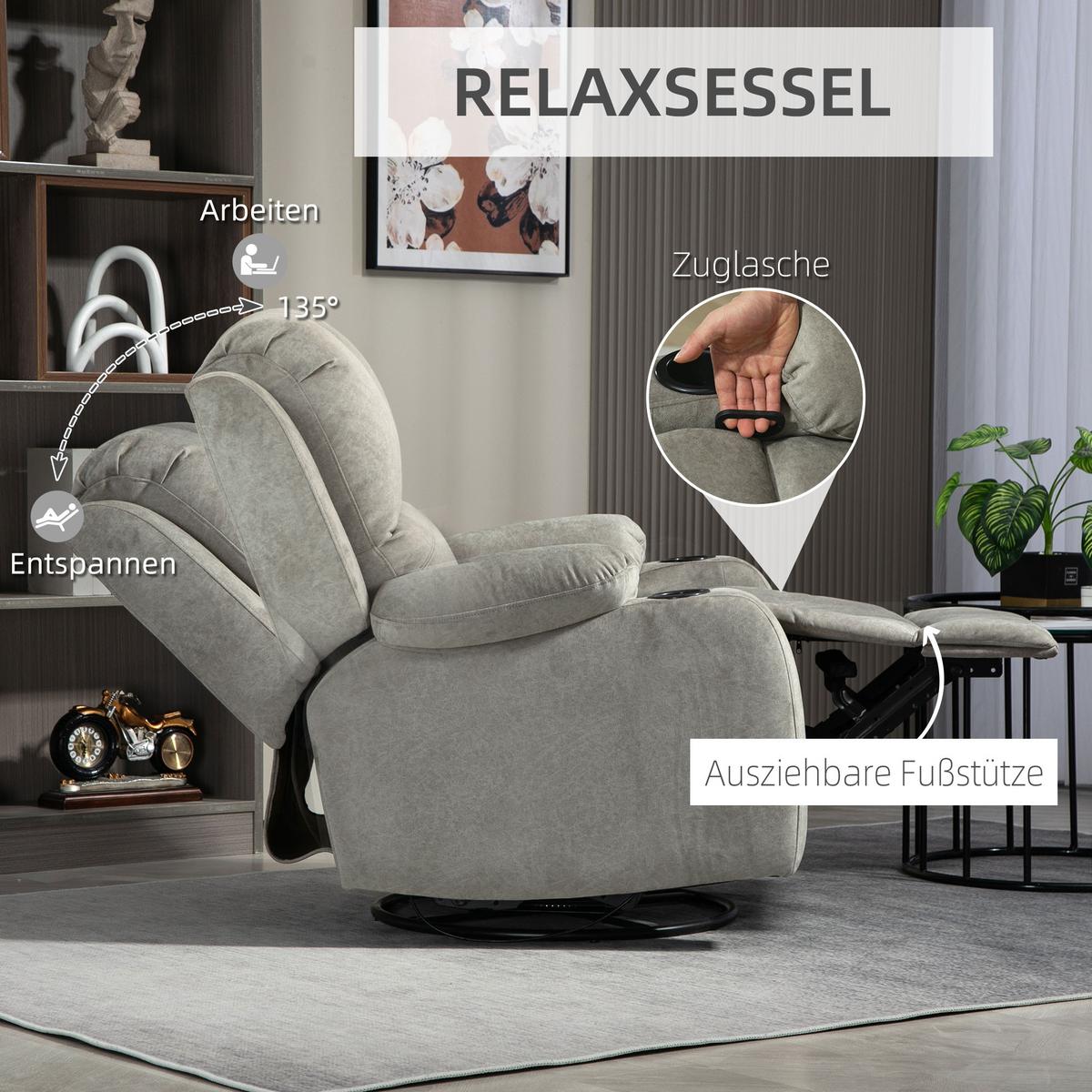 FERNSEHSESSEL Mikrofaser Braun - Braun, Textil (95/102/87cm) - HOMCOM