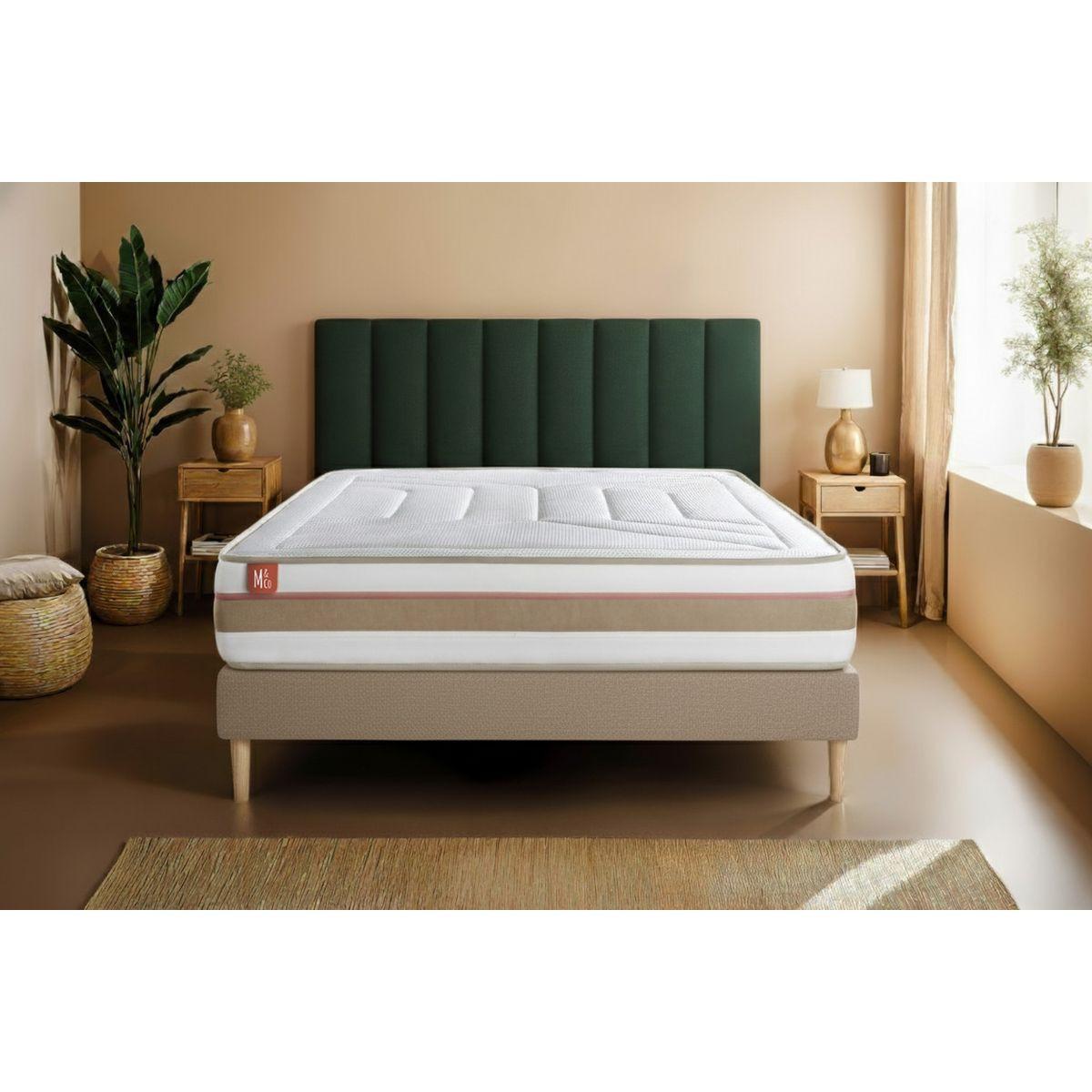 MATRATZE Le Tendre Taschenfederkern und Memory-Schaum 90 x 190 cm h1 - Weiß, Textil (90/190cm) - Marmottes & Co