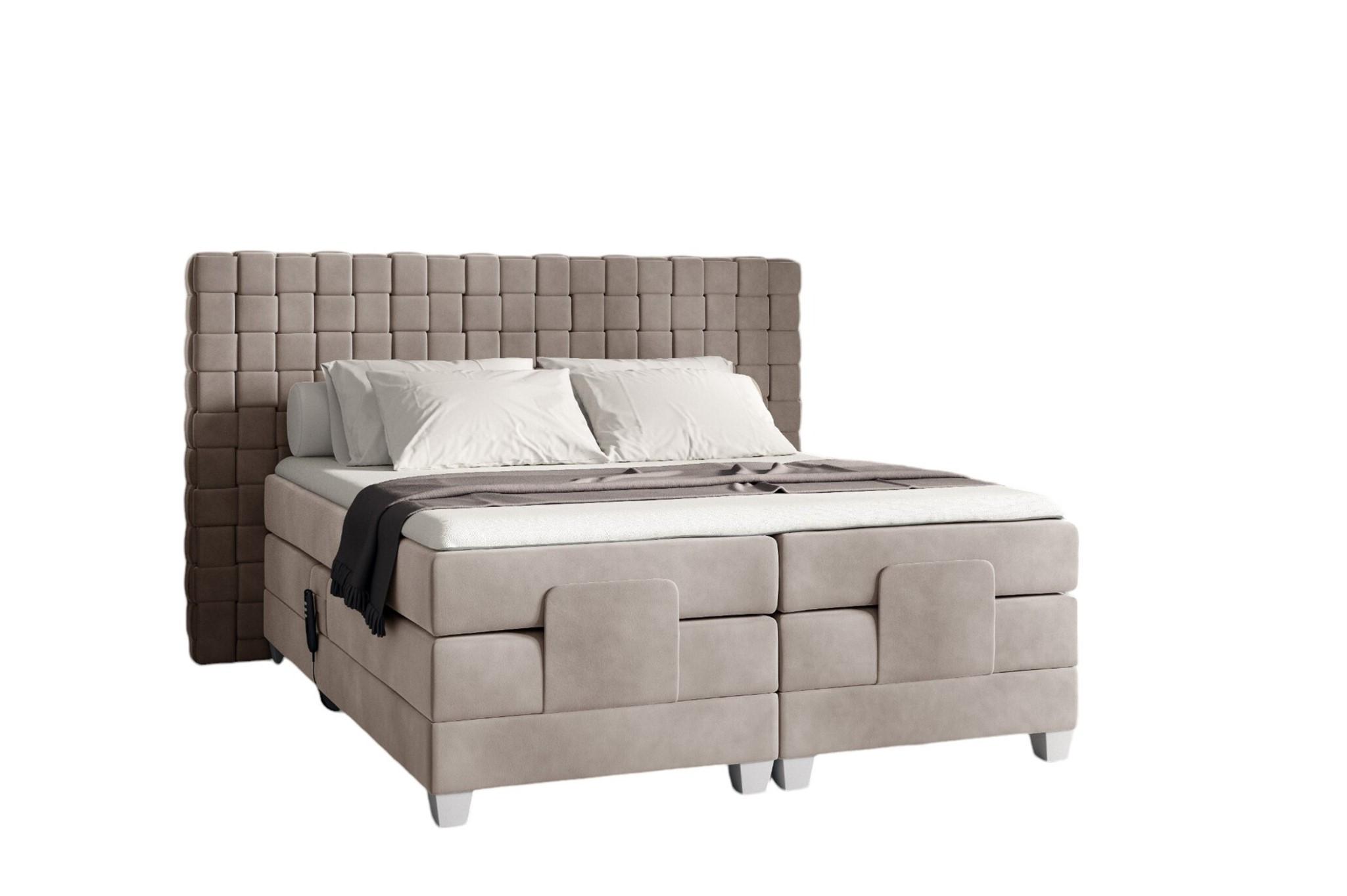 BOXSPRINGBETT Elektrisch Vidal - Graubraun, Holzwerkstoff/Textil (180/200cm) - Fun Möbel
