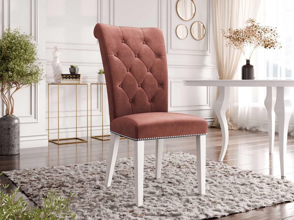 POLSTERSTUHL Christina, Holzfarbe: Weiß - Rosa/Weiß, Holz/Textil (47/103/68cm) - MIRJAN24