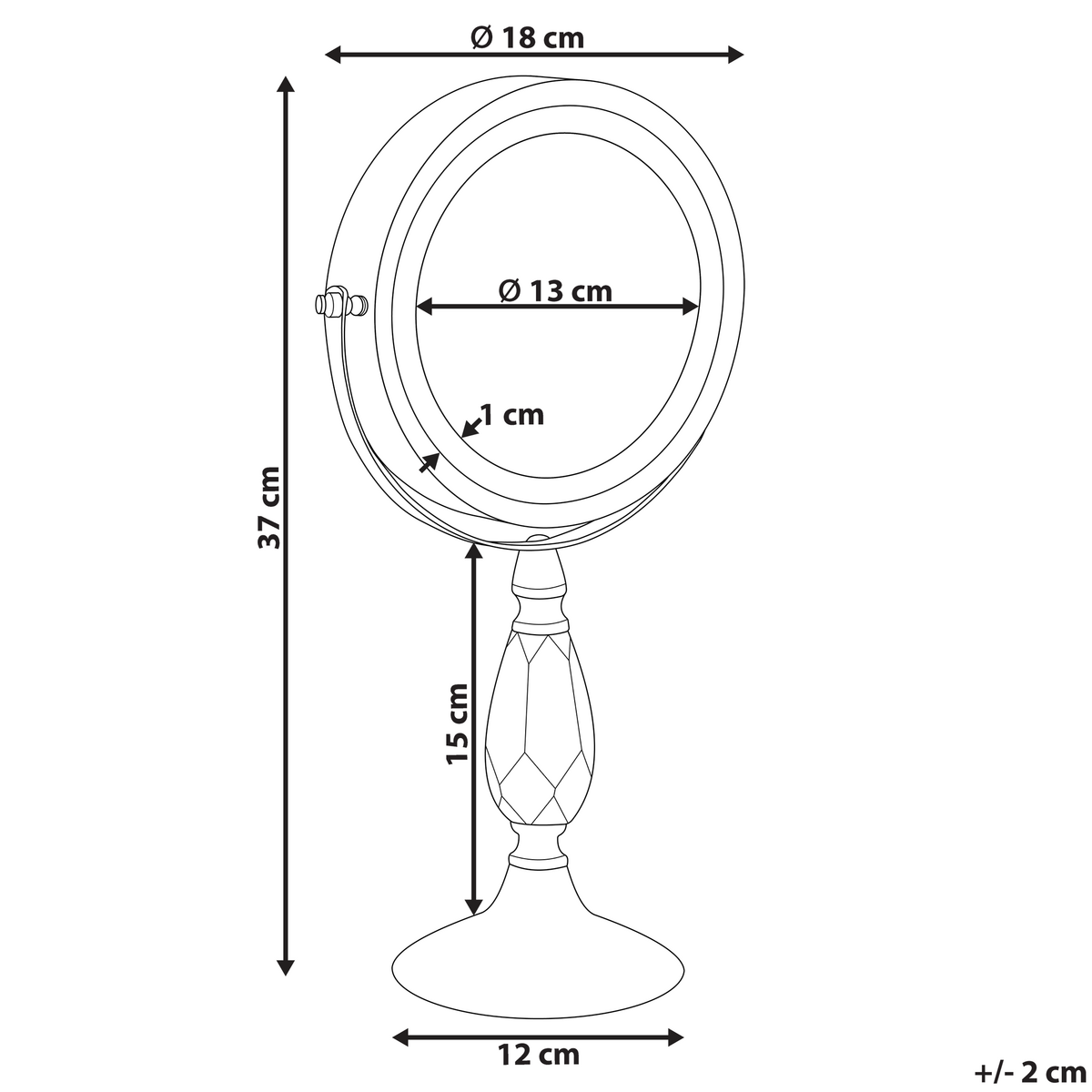 KOSMETIKSPIEGEL silber mit LED-Beleuchtung 18 cm Maury - Silberfarben, Metall (18/37/12cm) - Beliani