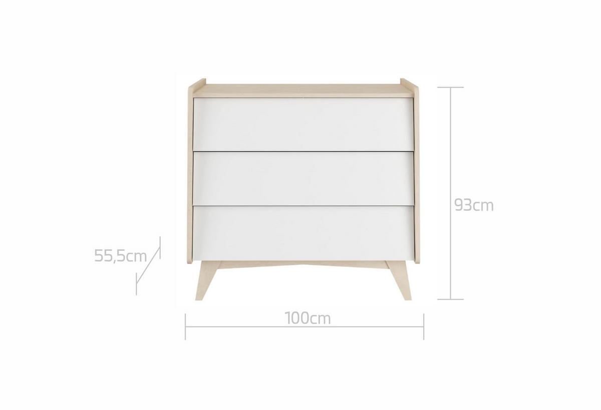 KINDERKOMMODE SoSixty – rustikale Eleganz und Funktionalität Weiß - Weiß, Holzwerkstoff (100/93/56cm) - RAUMHIRSCH FURNITURE