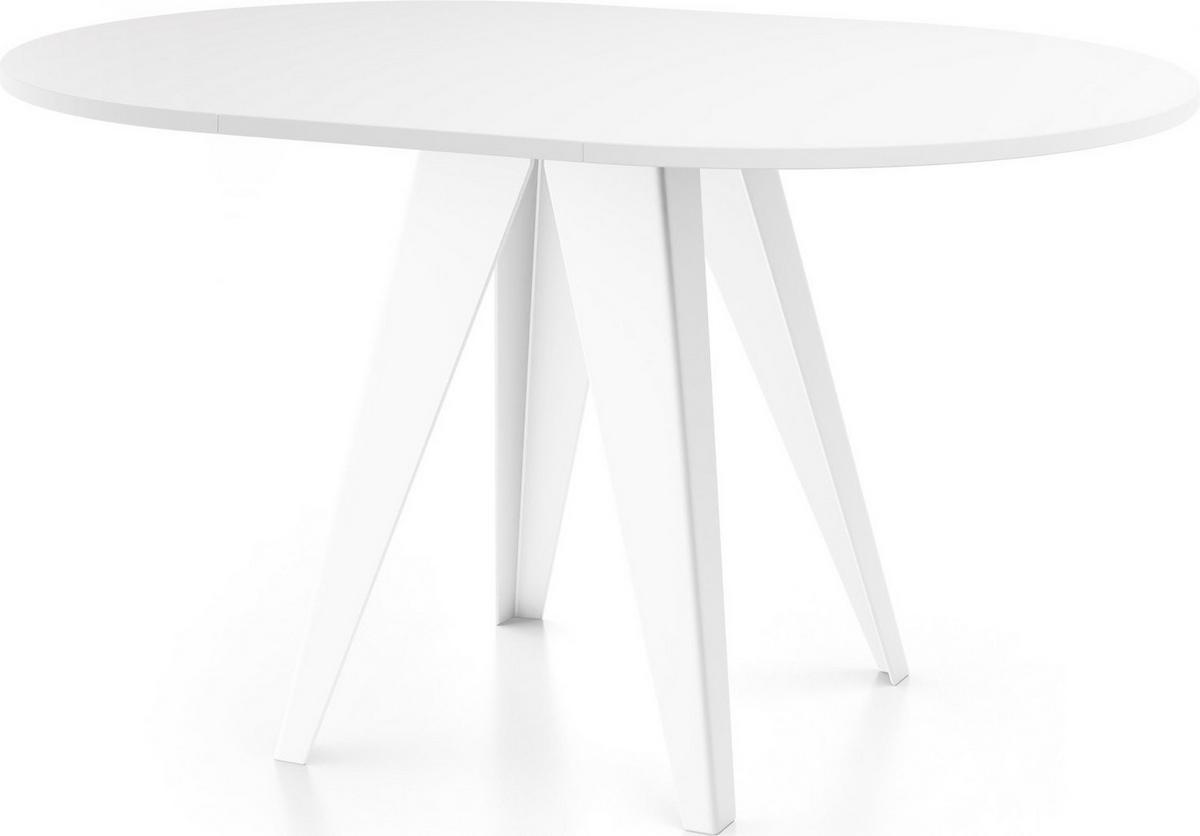ESSTISCH Griffin runder ausziehbarer, Weiß 100-140/100/76 cm - Weiß, Holzwerkstoff/Metall (100/140/76cm) - WFL GROUP