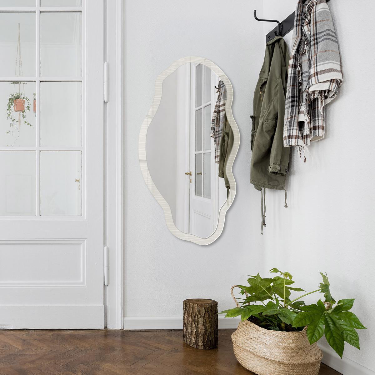 SPIEGEL 90x45 cm asymmetrisch mit Druck - Holzkonstruktion - Transparent, Glas (45/90/0.4cm) - TULUP