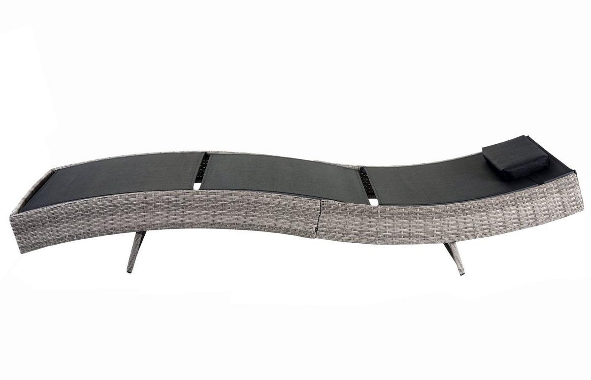 SONNENLIEGE Grau, Schwarz - Schwarz/Grau, Kunststoff (70/88/220cm) - MCW