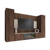 WOHNWAND Deromi V mit Kamin - Braun, Holzwerkstoff (260/150/38cm) - MIRJAN24
