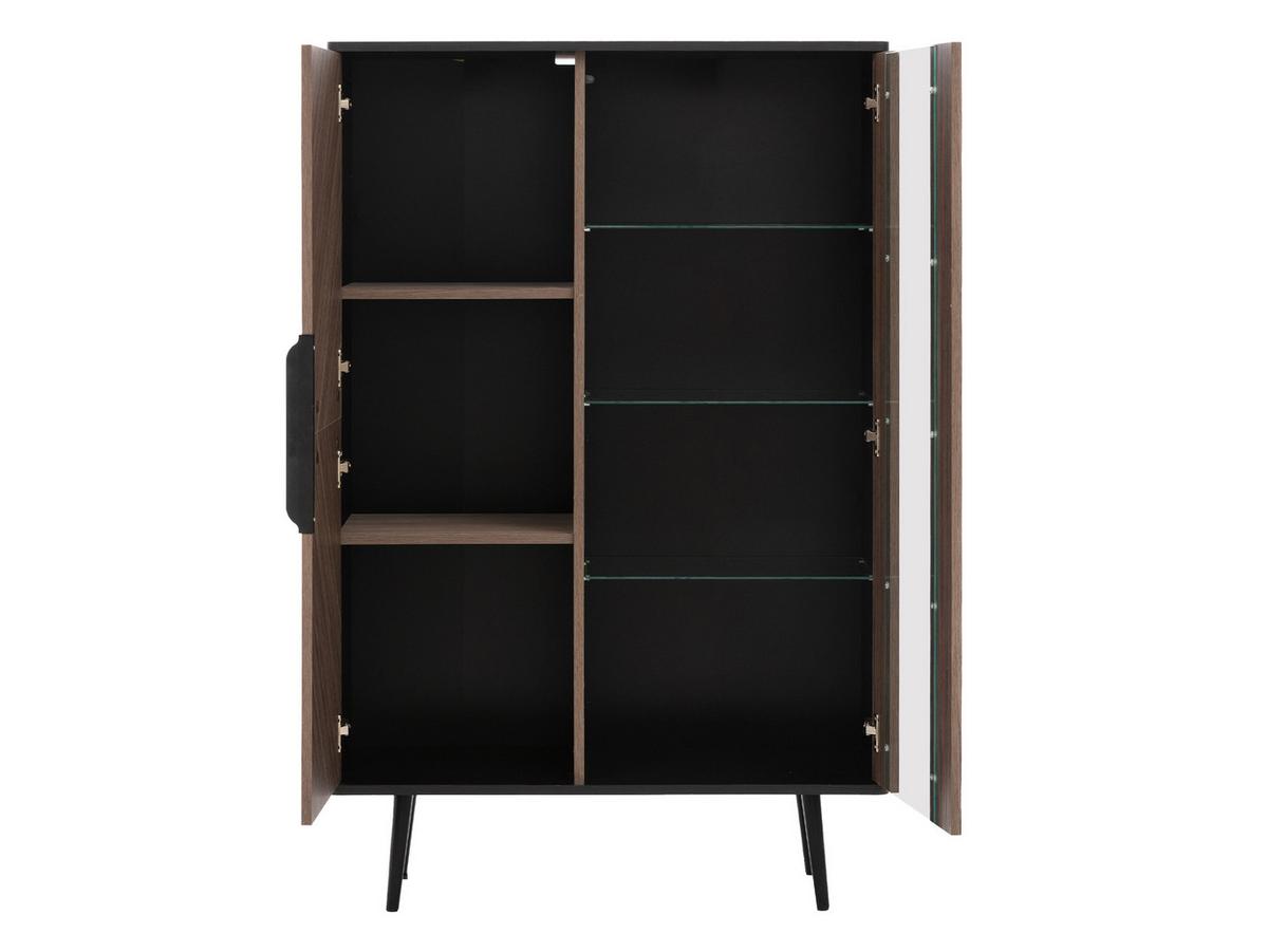 VITRINE Pinelli WIT2D PE05 - Schwarz/Braun, Holzwerkstoff/Metall (90/140/41cm) - MIRJAN24